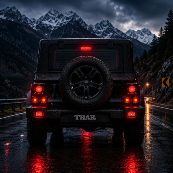 Mahindra thar with Defender Style Tail Light Design