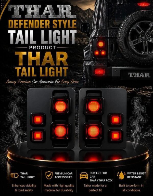 features of Defender Style Tail Light Design for thar SUV