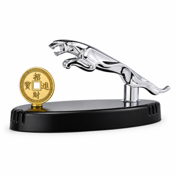 Silver Jaguar with Rotating Gold Coin Car Air Freshener