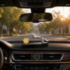 Silver Jaguar with Rotating Gold Coin Car Air Freshener for dashboard